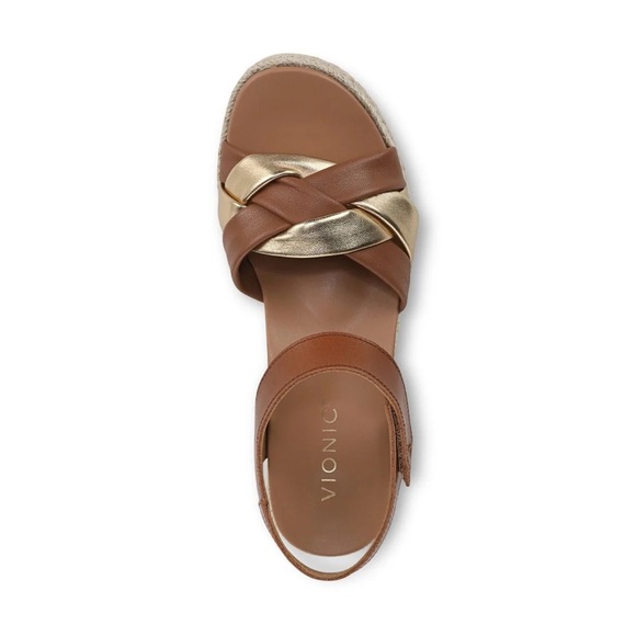 Vionic SARATOGA WEDGE SANDAL Tan and Gold - Picture 5 of 7
